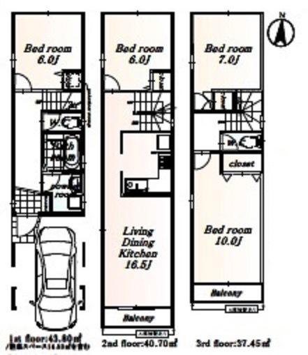 Floor plan. 39,800,000 yen, 4LDK, Land area 68.18 sq m , Building area 121.95 sq m