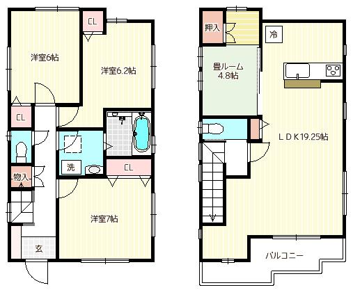 Floor plan. 65,800,000 yen, 4LDK, Land area 117.9 sq m , Building area 98.52 sq m