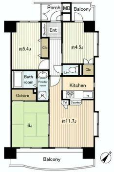 Floor plan. 3LDK, Price 28 million yen, Occupied area 61.32 sq m , Balcony area 12.41 sq m