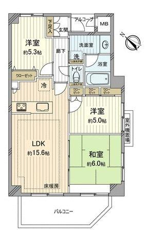 Floor plan. 3LDK, Price 34,800,000 yen, Footprint 71.6 sq m , Per balcony area 10.54 sq m southwest, Good per sun
