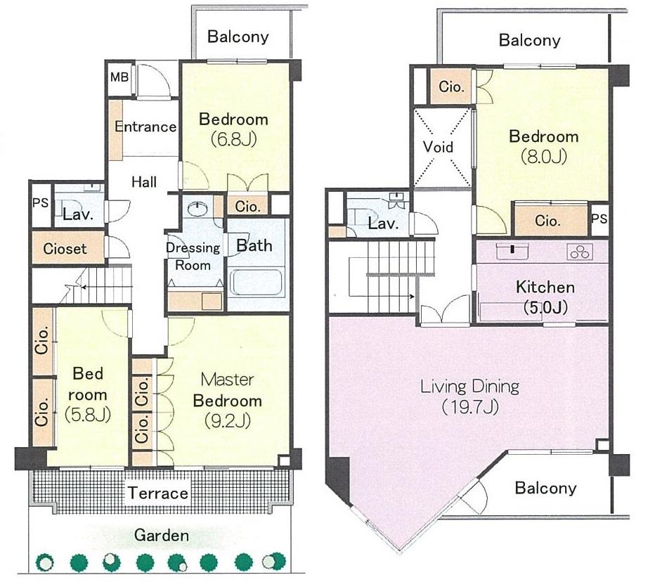 Floor plan. 4LDK, Price 43,800,000 yen, Footprint 142.16 sq m , Balcony area 17.4 sq m