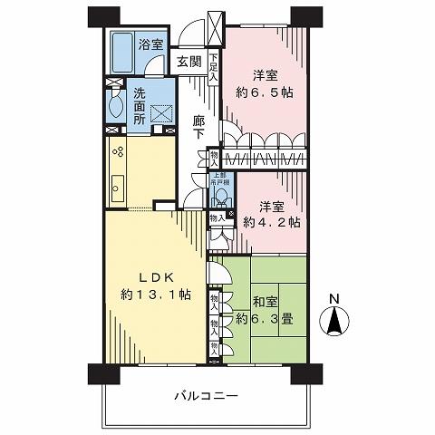 Floor plan. 3LDK, Price 25,800,000 yen, Footprint 70.2 sq m , Balcony area 13.1 sq m floor plan