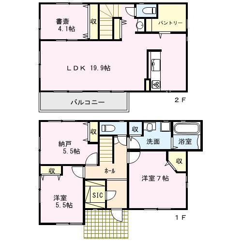 Floor plan. 55,960,000 yen, 2LDK + 2S (storeroom), Land area 145.58 sq m , Building area 103.5 sq m