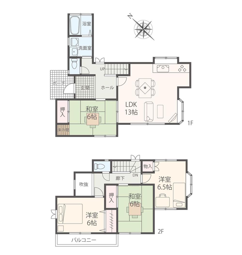 Floor plan. 37,800,000 yen, 4LDK, Land area 153.46 sq m , Building area 91.71 sq m All rooms south daylighting, Bright 4LDK with a bay window. 