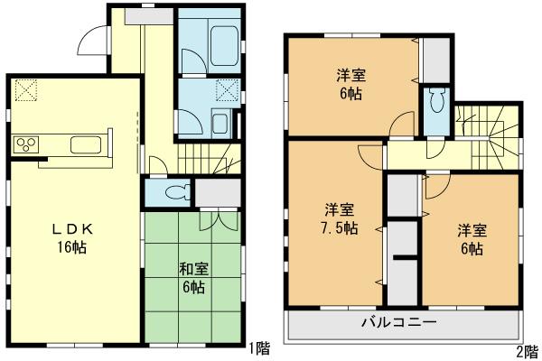 Floor plan. (3 Building), Price 39,800,000 yen, 4LDK, Land area 137.48 sq m , Building area 93.96 sq m