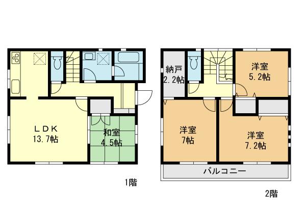 Floor plan. (4 Building), Price 37,800,000 yen, 4LDK, Land area 138.16 sq m , Building area 91.53 sq m