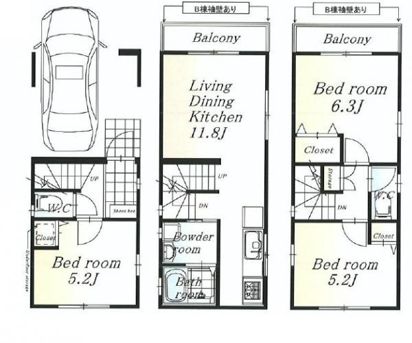 Floor plan. 31,800,000 yen, 3LDK, Land area 45.29 sq m , Building area 84.55 sq m