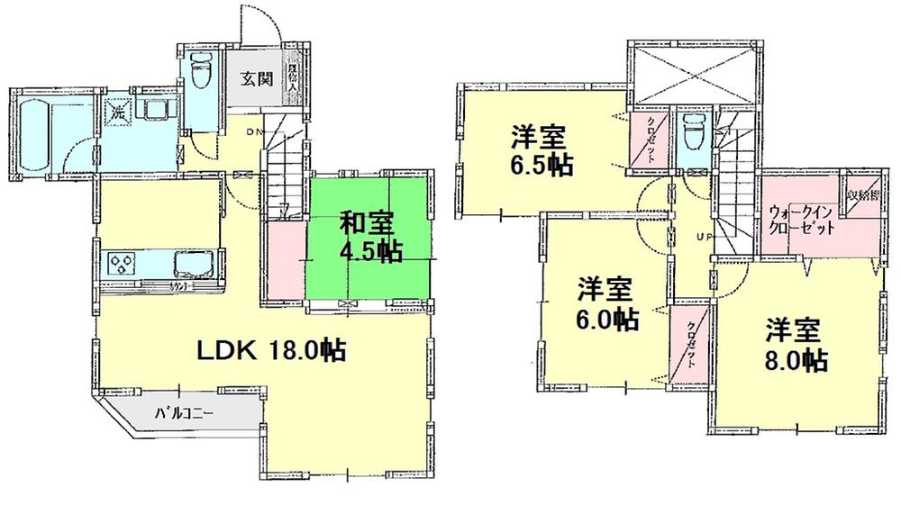 Floor plan. (8-2 Building), Price 45,800,000 yen, 4LDK, Land area 127.4 sq m , Building area 101.43 sq m