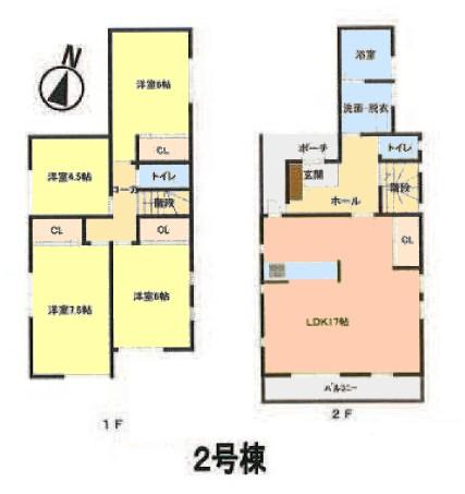 Floor plan. (Building 2), Price 53,958,000 yen, 4LDK, Land area 111.84 sq m , Building area 99.37 sq m
