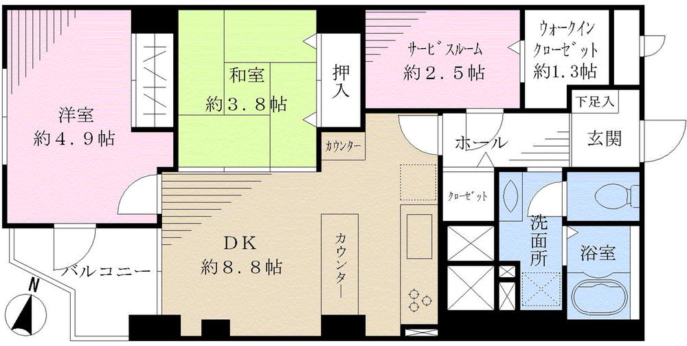Floor plan. 2DK + S (storeroom), Price 17.2 million yen, Occupied area 58.86 sq m , Balcony area 4 sq m