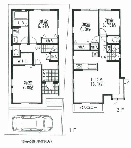 Floor plan. (B Building), Price 47,200,000 yen, 4LDK, Land area 85.17 sq m , Building area 93.45 sq m