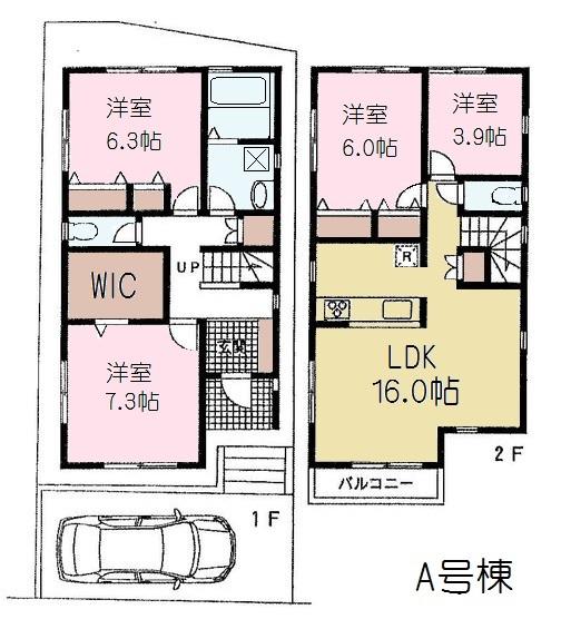 Floor plan. (A Building), Price 44,960,000 yen, 4LDK, Land area 88.27 sq m , Building area 97.3 sq m