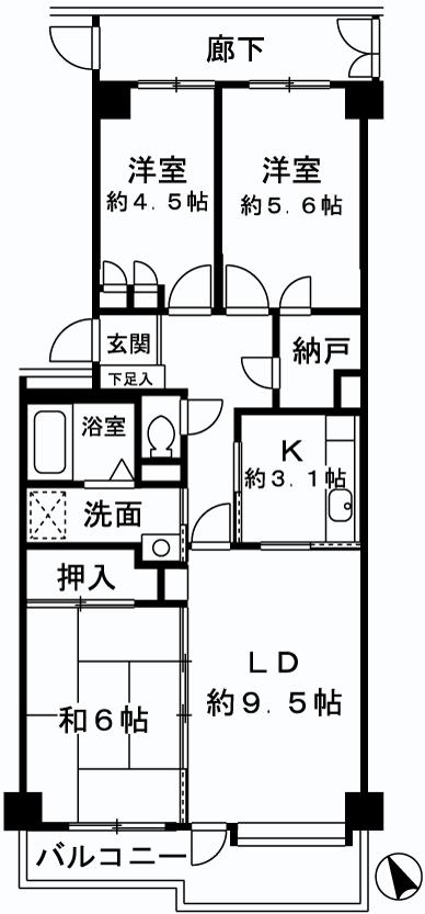 Floor plan. 3LDK, Price 22,800,000 yen, Occupied area 67.78 sq m , Balcony area 6.81 sq m