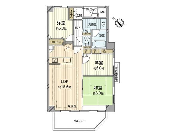 Floor plan. 3LDK, Price 35,980,000 yen, Footprint 71.6 sq m , Balcony area 10.54 sq m