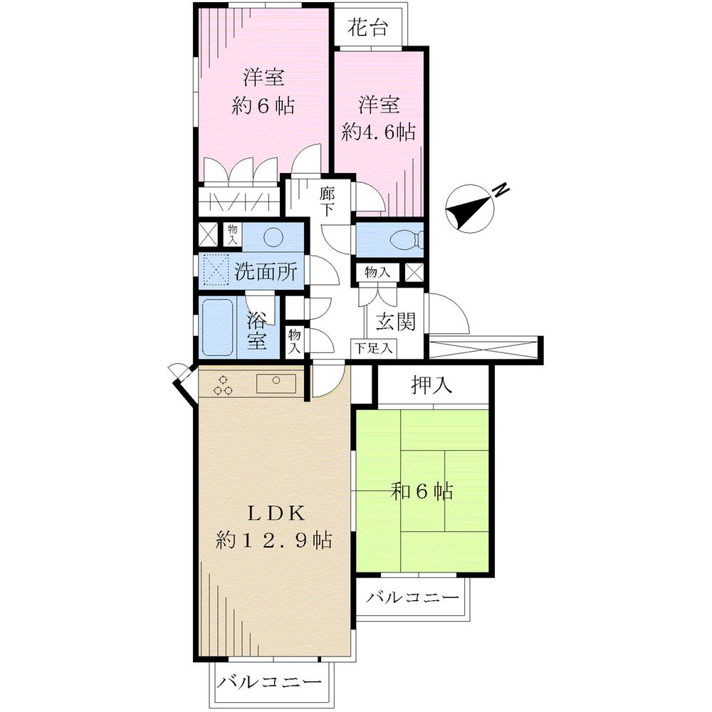 Floor plan. 3LDK, Price 23,900,000 yen, Occupied area 66.63 sq m , Balcony area 4.32 sq m