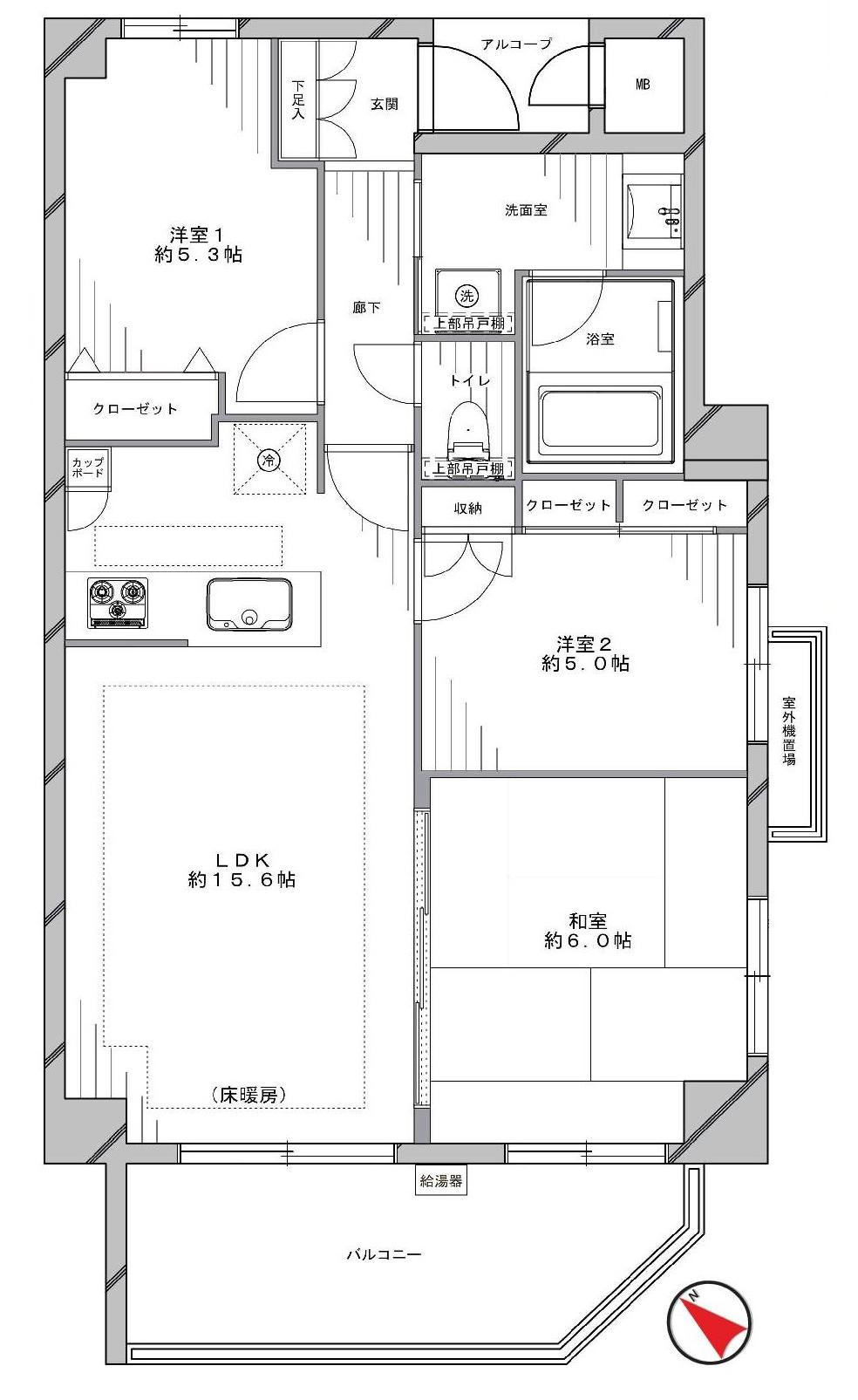 Floor plan. 3LDK, Price 34,800,000 yen, Footprint 71.6 sq m , Balcony area 10.54 sq m south-facing 3LDK angle room!