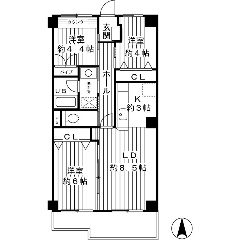 Floor plan. 3LDK, Price 17.8 million yen, Occupied area 57.75 sq m , Balcony area 6.45 sq m Please have a look once.