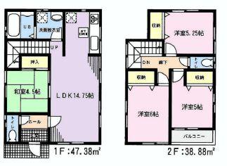 Floor plan. 36,800,000 yen, 4LDK, Land area 107.7 sq m , Building area 86.26 sq m