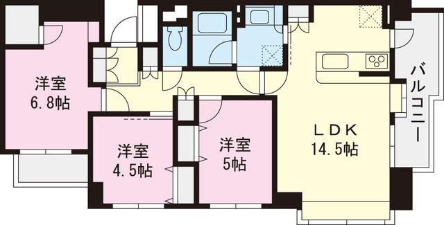 Floor plan. 3LDK, Price 39,800,000 yen, Occupied area 71.59 sq m , Balcony area 8.88 sq m