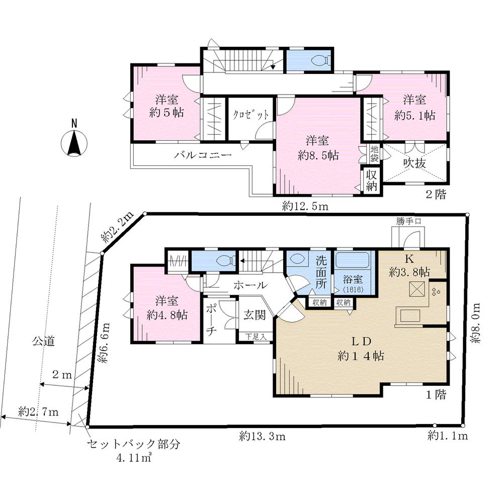 Floor plan. 43,800,000 yen, 4LDK, Land area 114.26 sq m , Building area 101.75 sq m