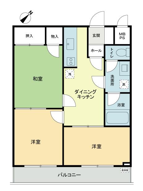 Floor plan. 3DK, Price 11.8 million yen, Occupied area 51.35 sq m , Balcony area 5.28 sq m Floor