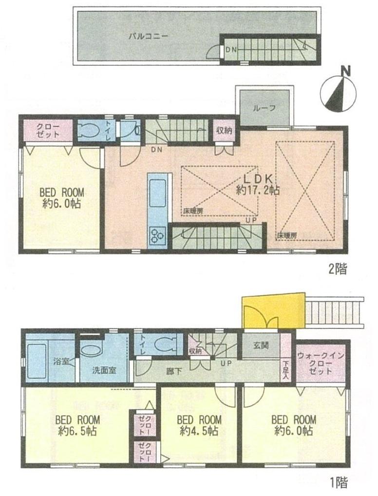 Floor plan. (1 Building), Price 48,800,000 yen, 2LDK+S, Land area 101.02 sq m , Building area 99.76 sq m