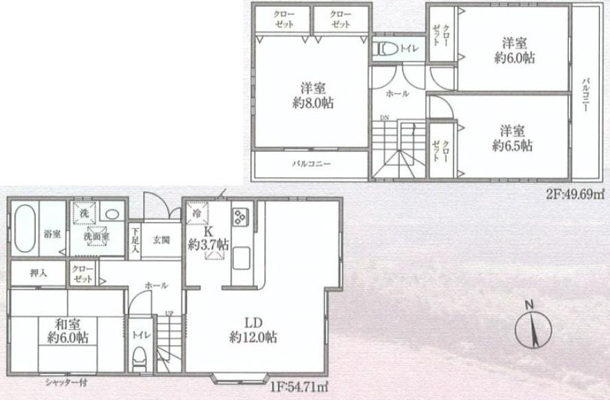 Building plan example (floor plan). Building plan example (B) 4LDK, Land price 35,800,000 yen, Land area 133.83 sq m , Building price 14 million yen, Building area 104.4 sq m