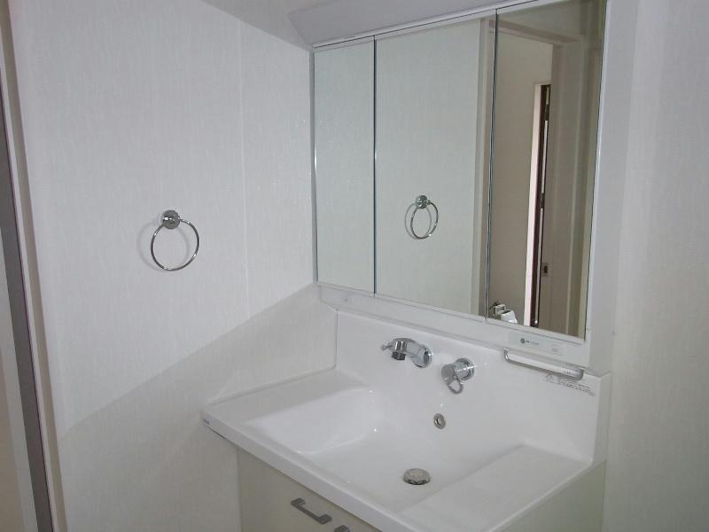 Wash basin, toilet. Washroom