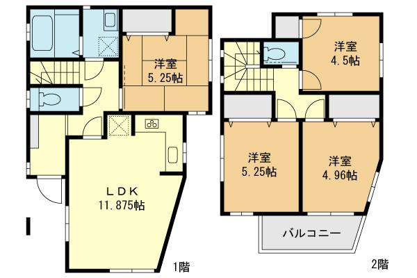 Floor plan. (4 Building), Price 34,400,000 yen, 4LDK, Land area 125.33 sq m , Building area 82.33 sq m