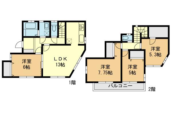 Floor plan. (5 Building), Price 35.4 million yen, 4LDK, Land area 125.7 sq m , Building area 91.39 sq m