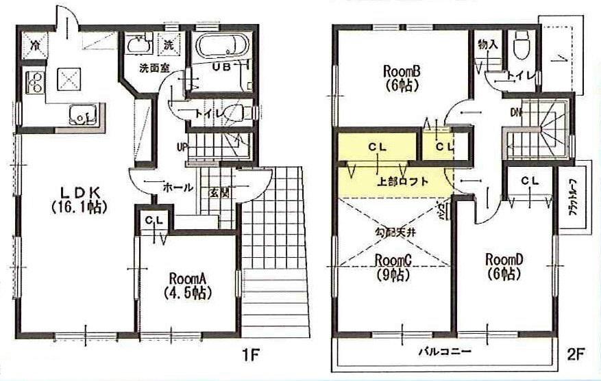 Floor plan. 47,800,000 yen, 4LDK, Land area 128.97 sq m , Building area 98.54 sq m