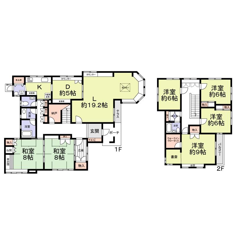 Floor plan. 68,800,000 yen, 6LDK, Land area 354.59 sq m , Building area 202.46 sq m