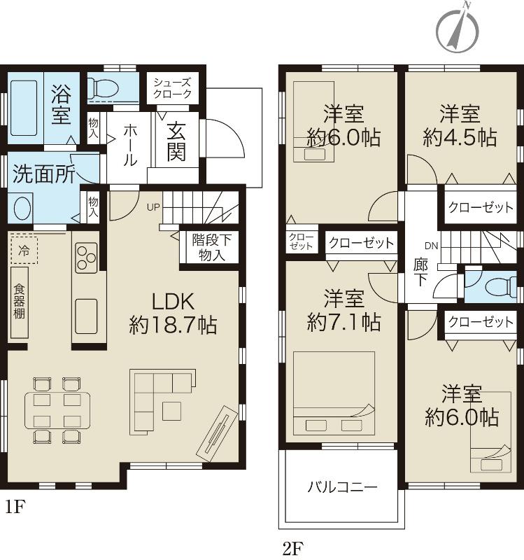 Floor plan. 46,800,000 yen, 4LDK, Land area 84.52 sq m , Building area 98.12 sq m