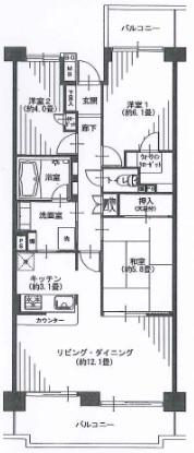 Floor plan. 3LDK, Price 28,900,000 yen, Occupied area 70.97 sq m , Balcony area 22.7 sq m