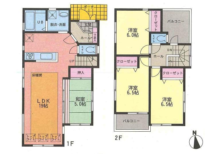 Floor plan. Price 39,800,000 yen, 4LDK, Land area 123.27 sq m , Building area 98.53 sq m