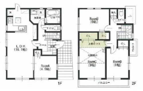 Floor plan. 47,958,000 yen, 4LDK, Land area 128.97 sq m , Building area 98.54 sq m