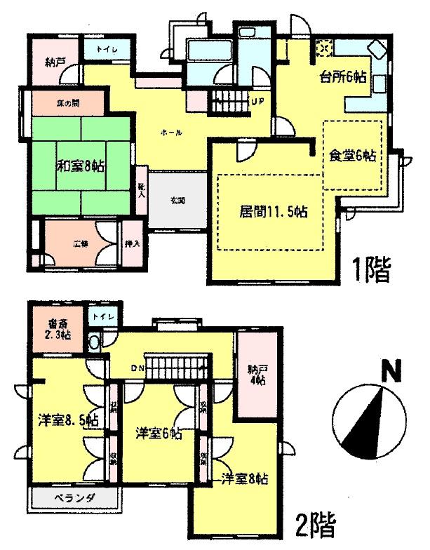 Floor plan. 69,800,000 yen, 4LDK + 3S (storeroom), Land area 224.02 sq m , Building area 166.23 sq m floor plan