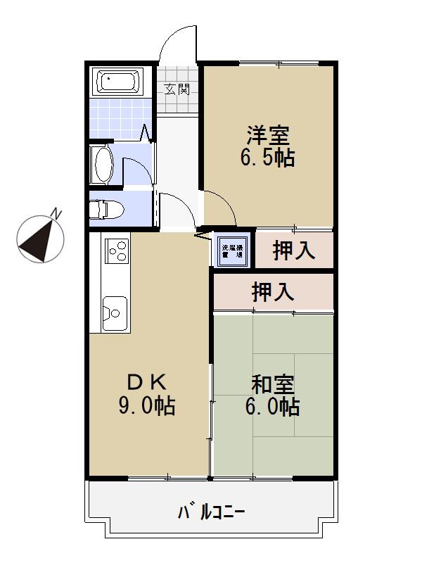 Floor plan. 2DK, Price 9.9 million yen, Occupied area 49.29 sq m , Balcony area 6.45 sq m