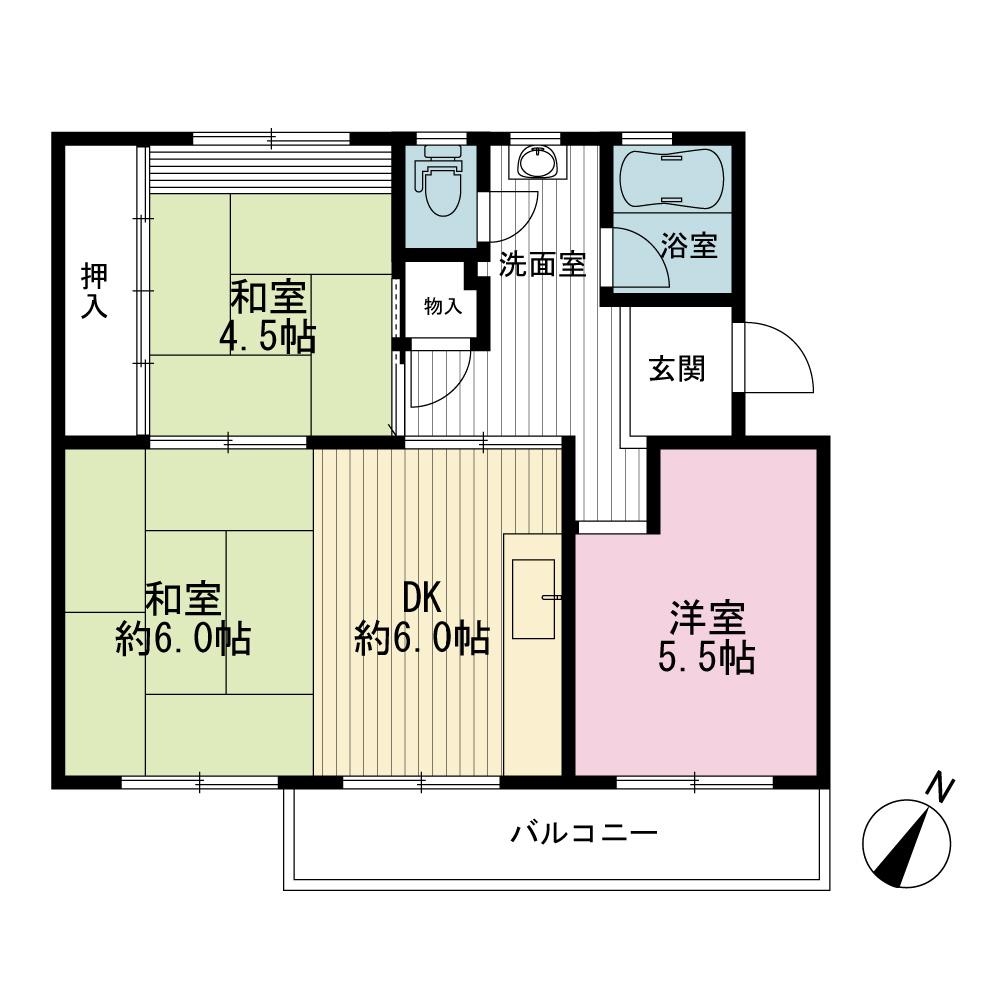 Floor plan. 3DK, Price 9.8 million yen, Occupied area 48.99 sq m , Balcony area 5.94 sq m
