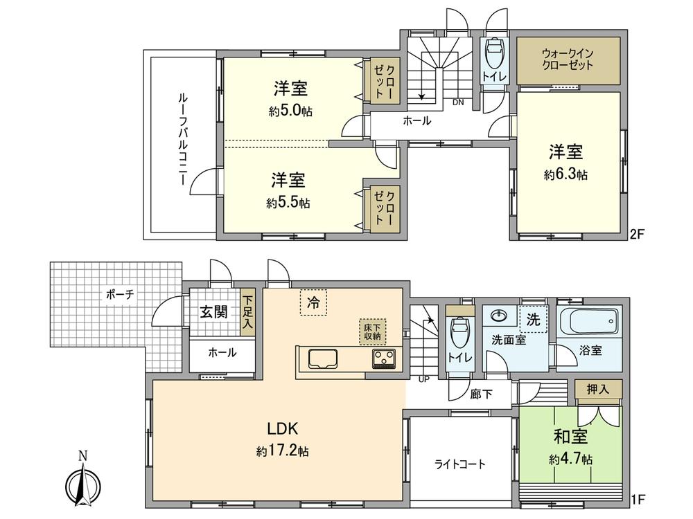Floor plan. (1 Building), Price 63,800,000 yen, 3LDK, Land area 134.93 sq m , Building area 95.63 sq m