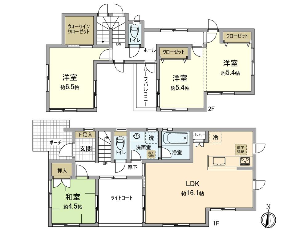 Floor plan. (3 Building), Price 62,800,000 yen, 3LDK, Land area 134.55 sq m , Building area 96.47 sq m