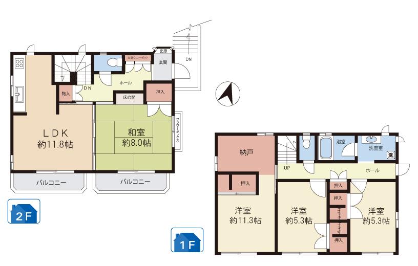 Floor plan. 34,800,000 yen, 4LDK+S, Land area 219.58 sq m , Building area 103.74 sq m