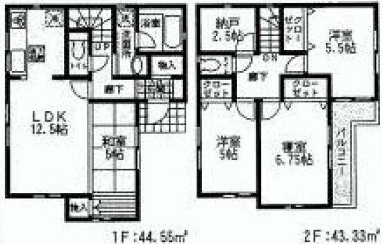 Floor plan. (1 Building), Price 41,800,000 yen, 4LDK, Land area 85.3 sq m , Building area 106.16 sq m