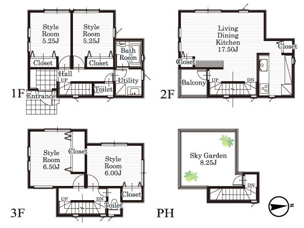 Floor plan. (B Building), Price 37,800,000 yen, 4LDK, Land area 98.27 sq m , Building area 104.32 sq m