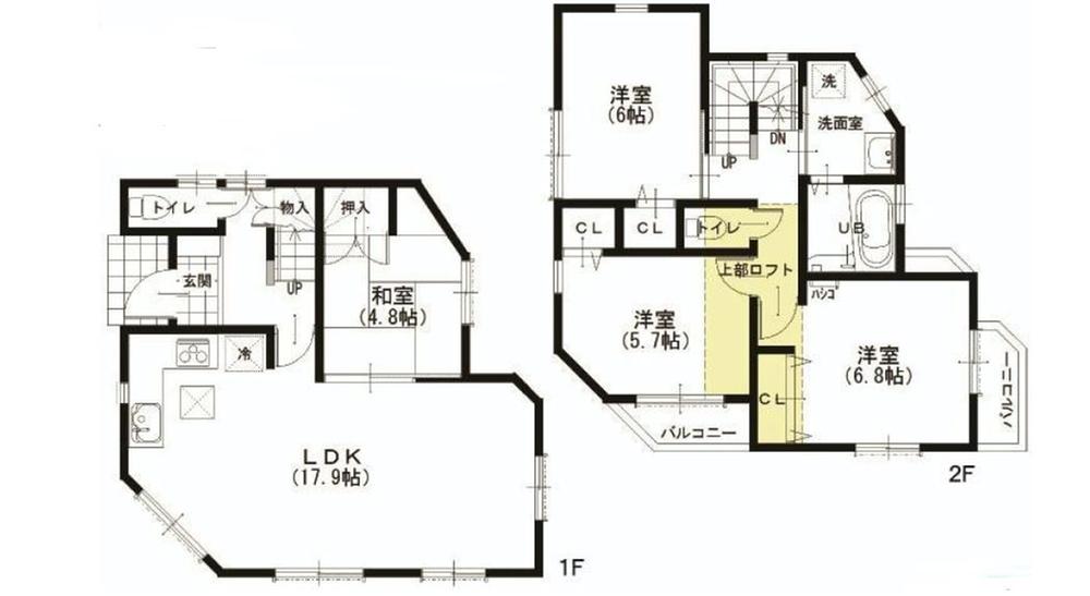 Floor plan. (1 Building), Price 36,800,000 yen, 4LDK, Land area 83.57 sq m , Building area 98.92 sq m