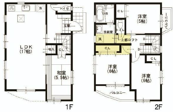 Floor plan. (3 Building), Price 34,800,000 yen, 4LDK, Land area 78.09 sq m , Building area 95.77 sq m