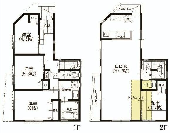 Floor plan. (5 Building), Price 34,800,000 yen, 4LDK, Land area 78.2 sq m , Building area 94.96 sq m