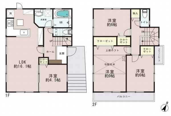Floor plan. (B Building), Price 47,800,000 yen, 4LDK, Land area 128.97 sq m , Building area 98.54 sq m
