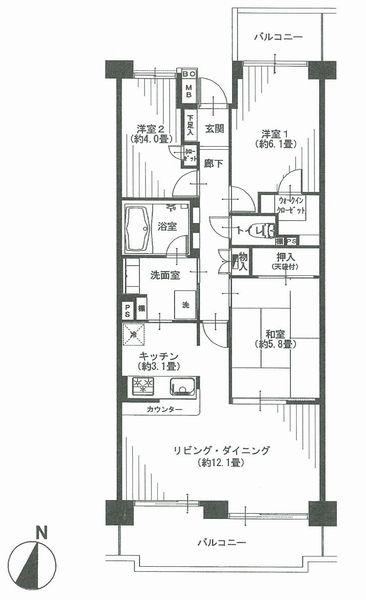Floor plan. 3LDK, Price 28,900,000 yen, Occupied area 70.97 sq m , Balcony area 70.97 sq m