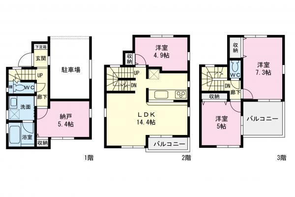 Floor plan. 30,900,000 yen, 3LDK+S, Land area 60.04 sq m , Building area 99.89 sq m